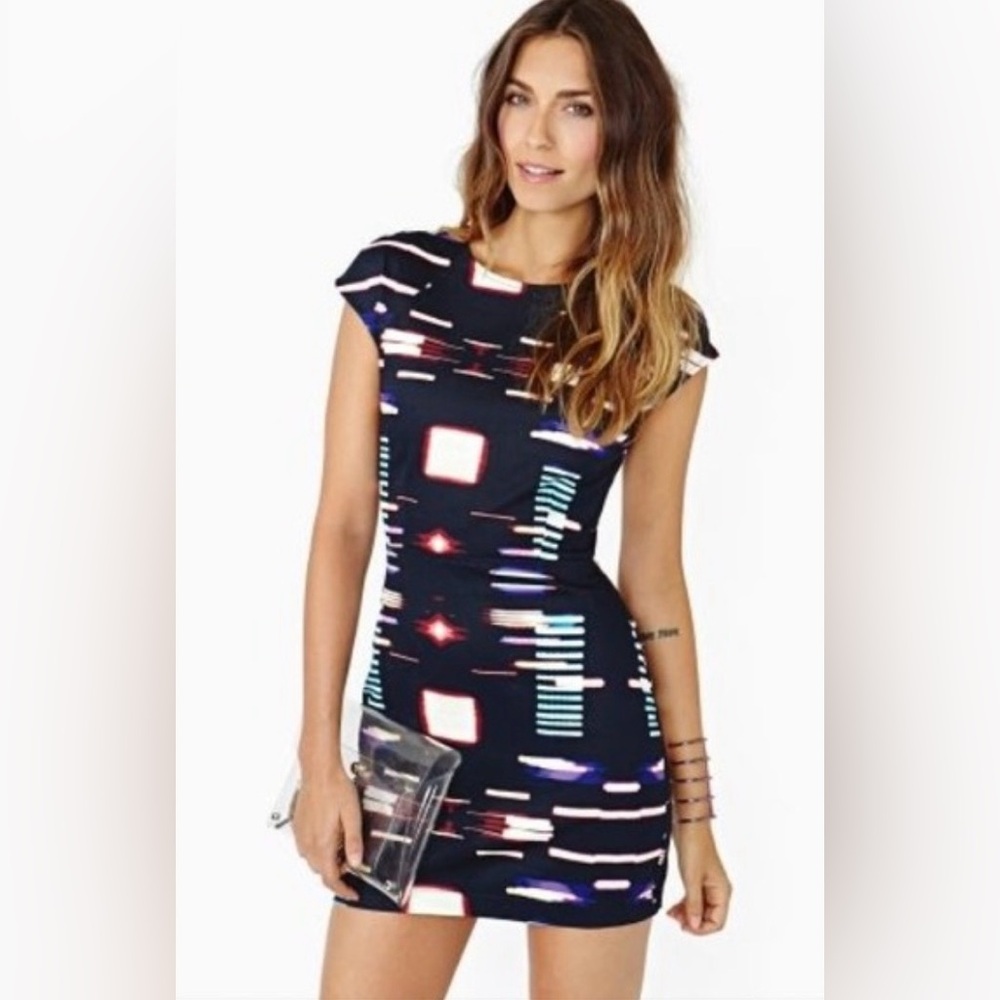 Nasty Gal 90s/Y2K Cyber/City Lights Sheath Dress S